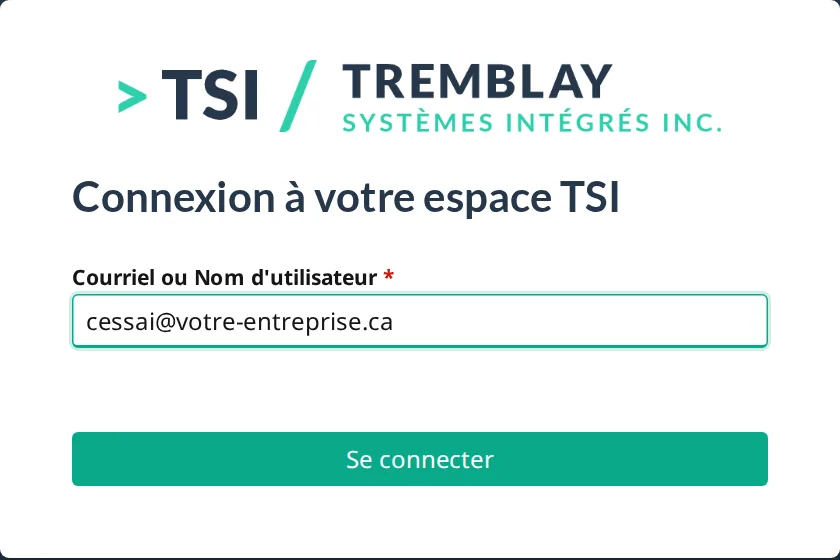 Premier écran : votre adresse de courriel professionnelle.